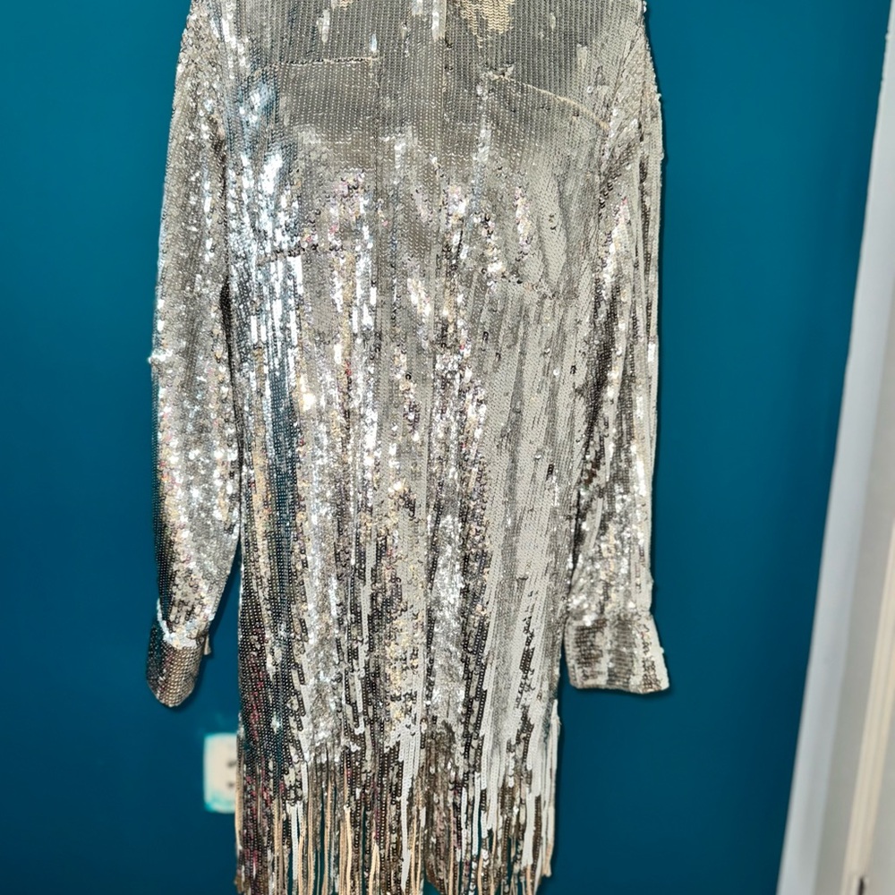 Pinko Silver Sequin Embellished Garment